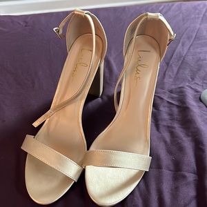 Gold Metallic Block Heels Size 11.